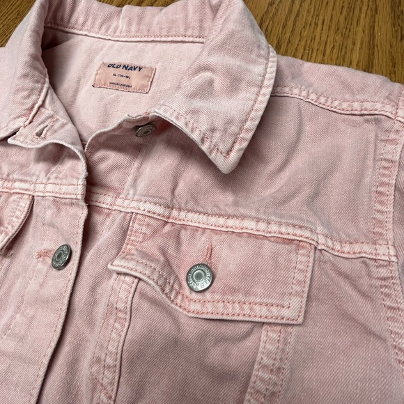 Old Navy junior XL size 14-16 pale pinkish denim, jean jacket waist length - Picture 4 of 4